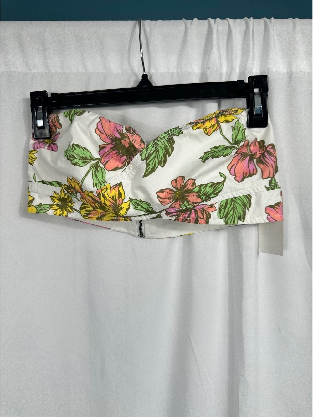 AFRM Sunny Floral Strapless Bandeau Top with Back Zipper - XS